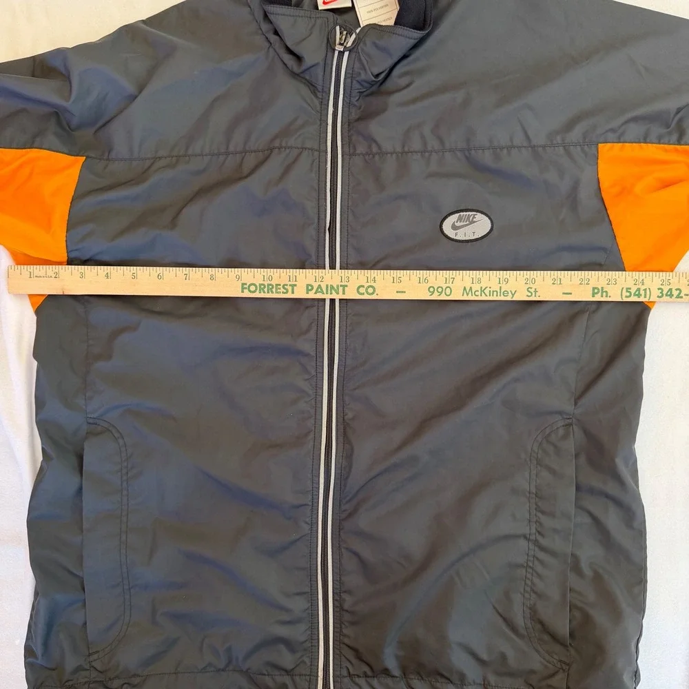 Vintage Nike Windbreaker Jacket Men's L Gray Orange Y2K Lightweight Gorpcore